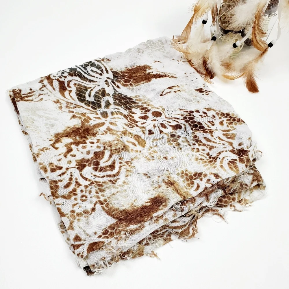 Womens Animal Print Infinity Scarf‎ Long Brown/White One Size Charming Charlie